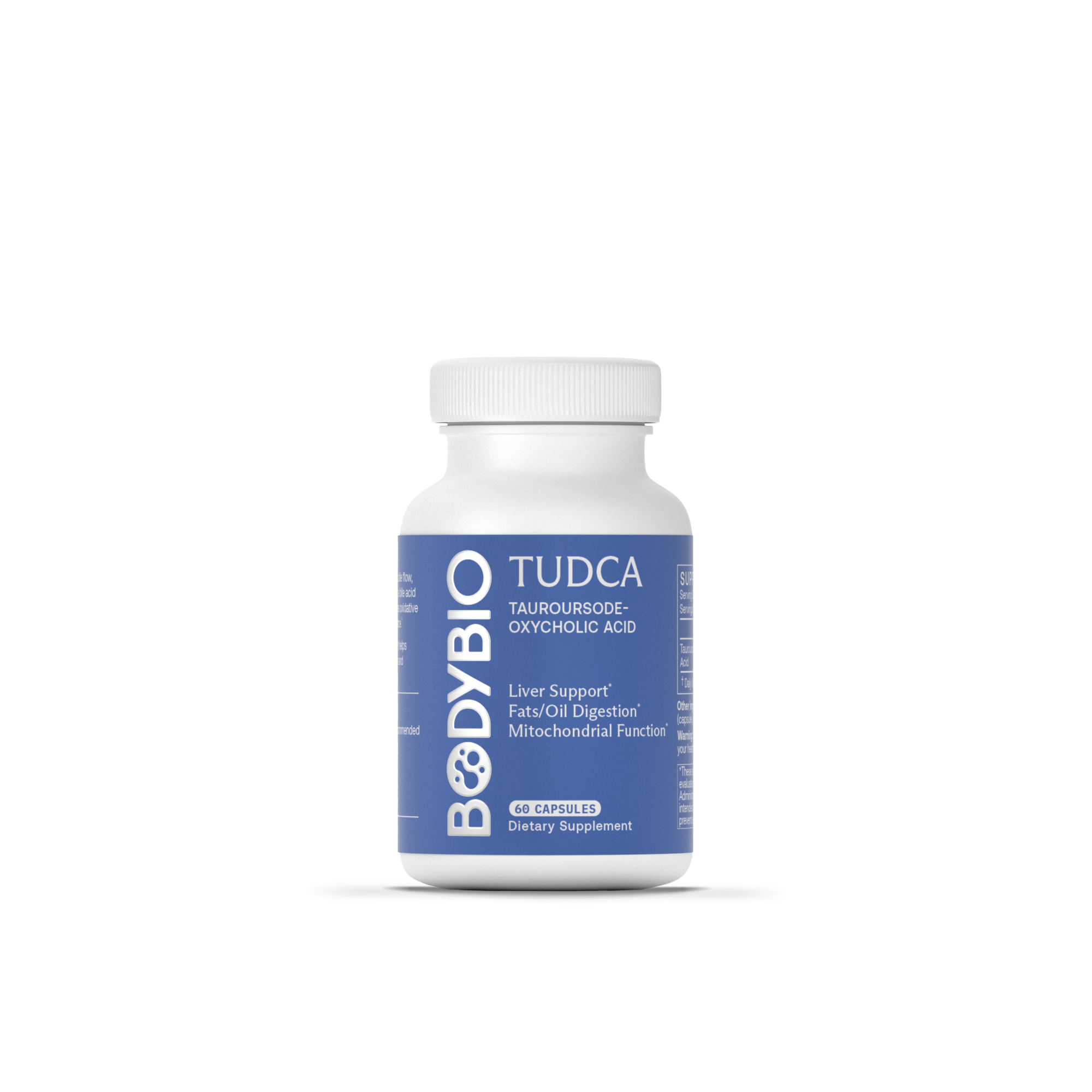 Bottle of BodyBio PC, liposomal phospholipid complex supplement, 60 softgels.
